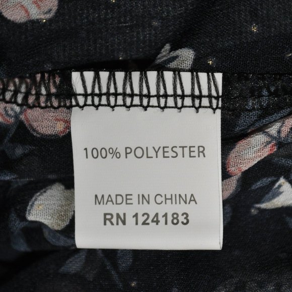 jon & anna contemporary womens black floral top sheer & sparkle sz large (32G) - Picture 4 of 9